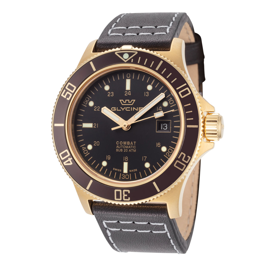 Glycine Men's Combat 42mm Automatic Black Dial Watch - Ruumur