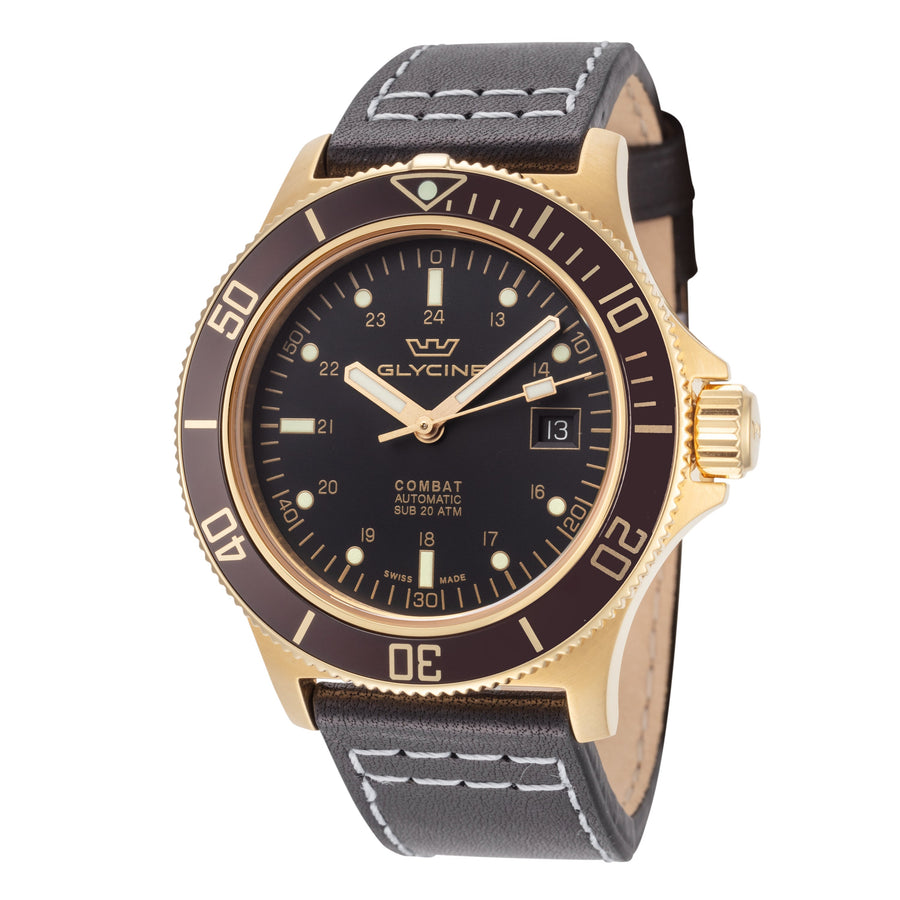 Glycine Men's Combat 42mm Automatic Black Dial Watch - Ruumur