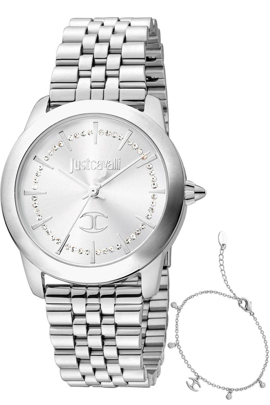 title:Just Cavalli Women's SET Glam Creazione JC1L211M0045 34mm Quartz Watch;color:Silver Dial Silver Band