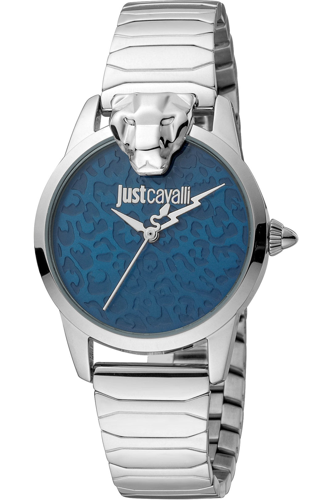 title:Just Cavalli Women's Animalier Donna Graziosa JC1L220M0225 32mm Quartz Watch;color:Dark Blue Dial Silver Band