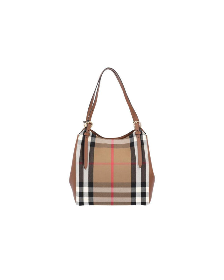 Burberry Leather and Fabric Shoulder Bag with Magnetic Fastening - Bluefly