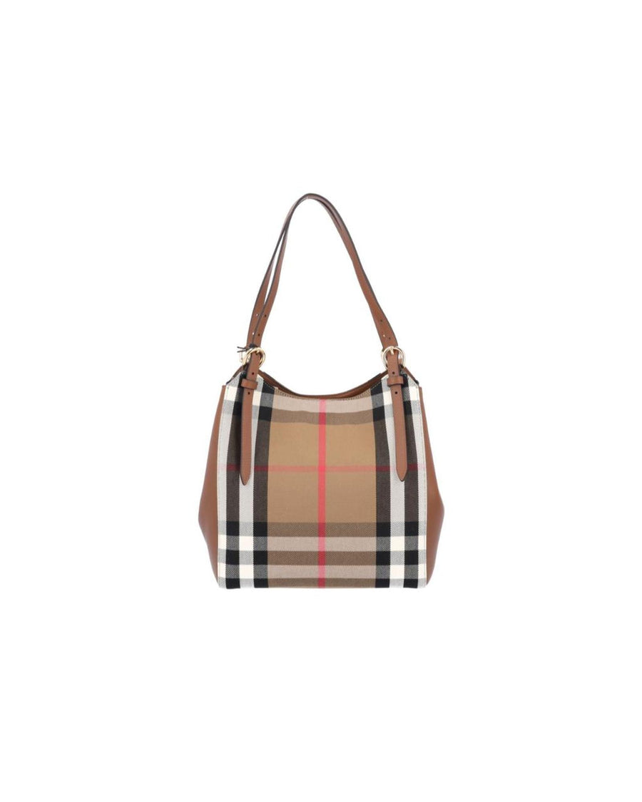 Burberry Leather and Fabric Shoulder Bag with Magnetic Fastening - Bluefly