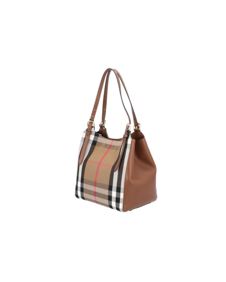 Burberry Leather and Fabric Shoulder Bag with Magnetic Fastening