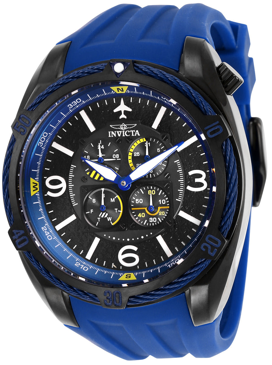 title:Invicta Men's IN-28077 50mm Black Dial Quartz Watch;color:Black Dial Blue Band