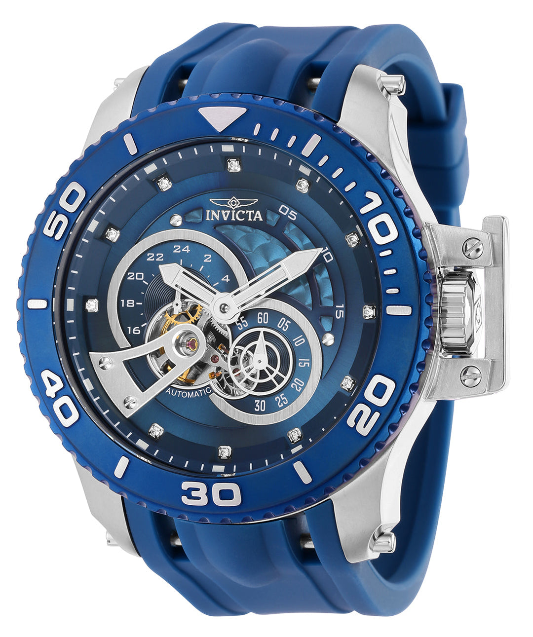 title:Invicta Men's IN-36111 50mm Blue Dial Automatic Watch;color:Blue Dial Blue Band