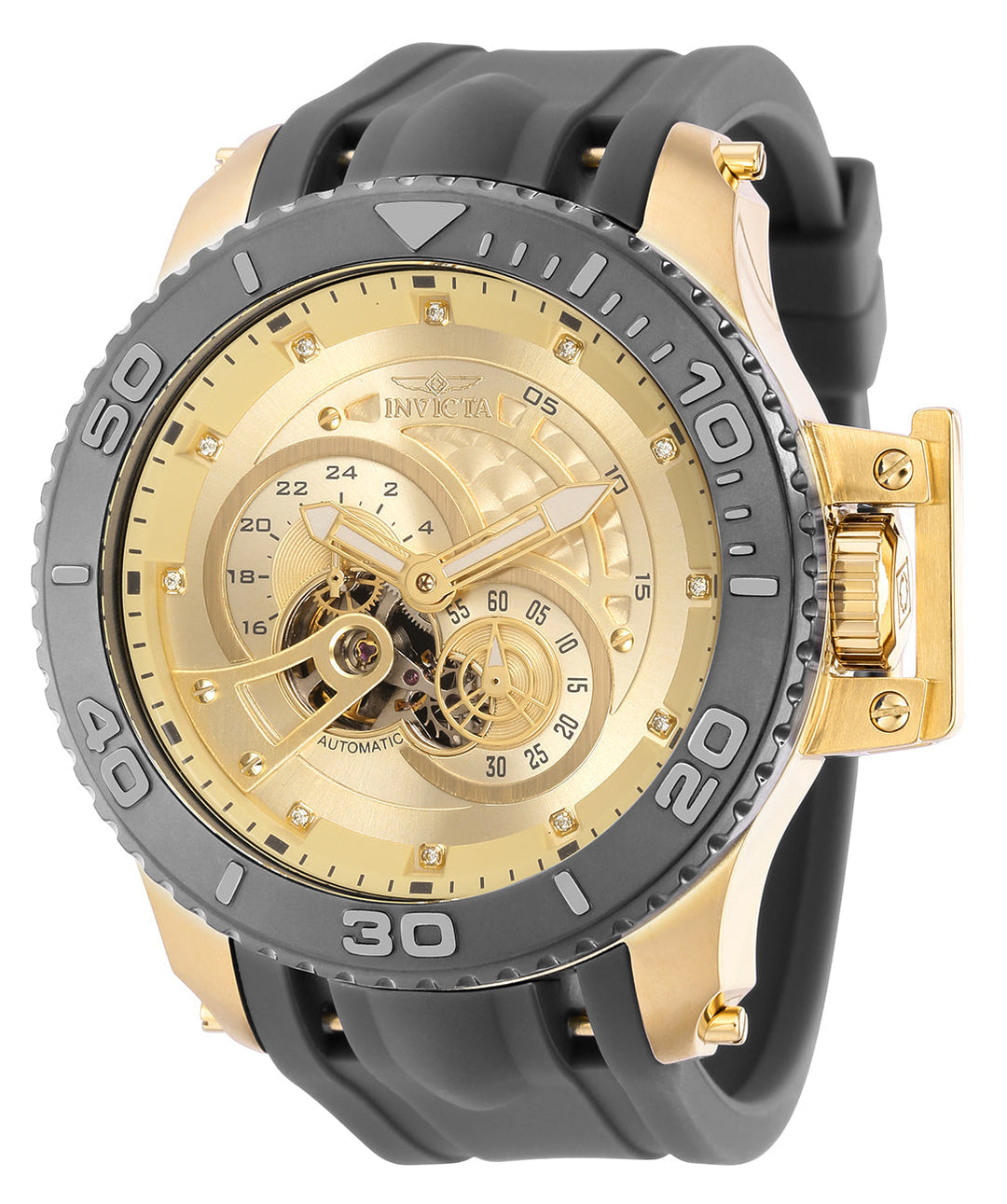 title:Invicta Men's IN-36112 50mm Gold Dial Automatic Watch;color:Grey