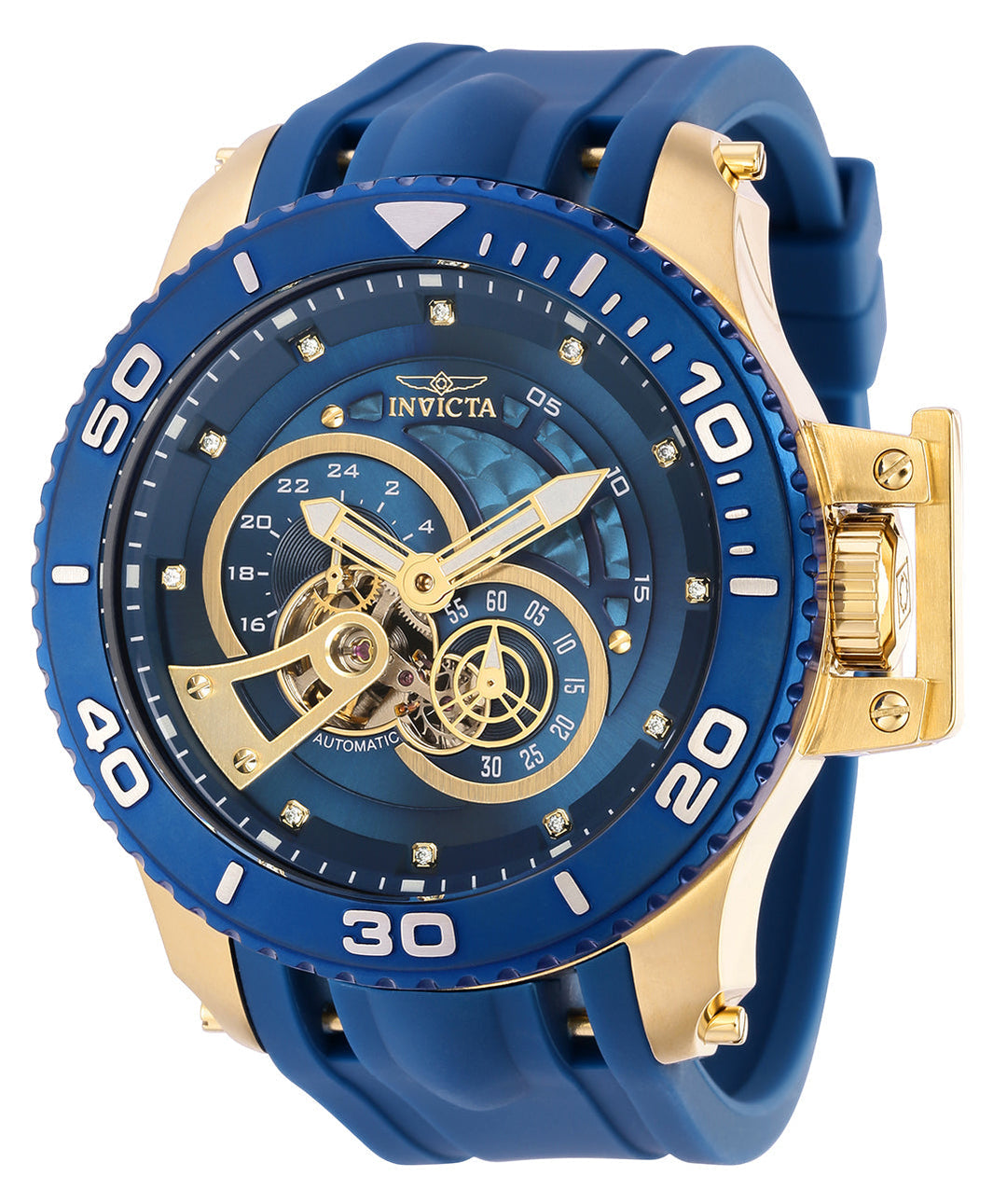 title:Invicta Men's IN-36113 50mm Blue Dial Automatic Watch;color:Blue Dial Blue Band