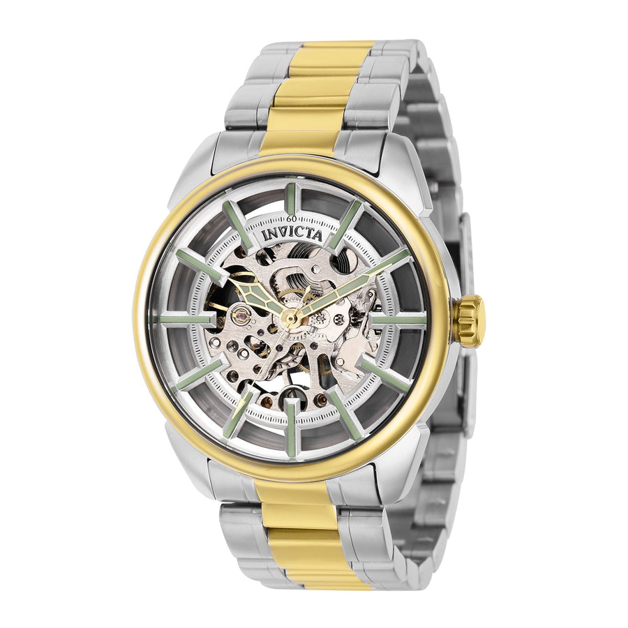 title:Invicta Men's IN-37926 42mm Skeleton Dial Manual-Wind Watch;color:Skeleton Dial Silver and Gold Band