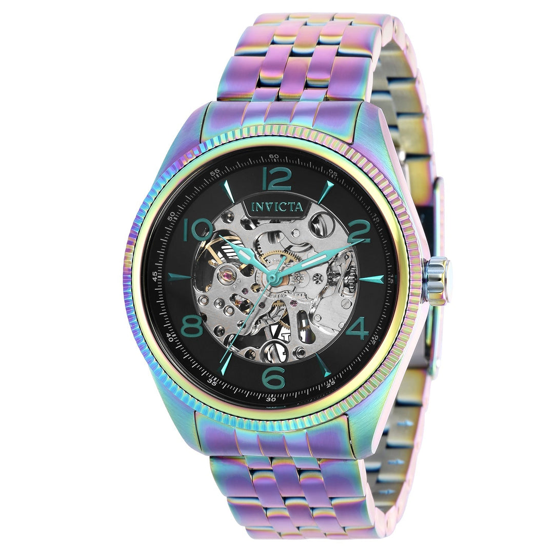 title:Invicta Men's IN-37944 43mm Black Dial Manual-Wind Watch;color:Black Dial Iridescent Band