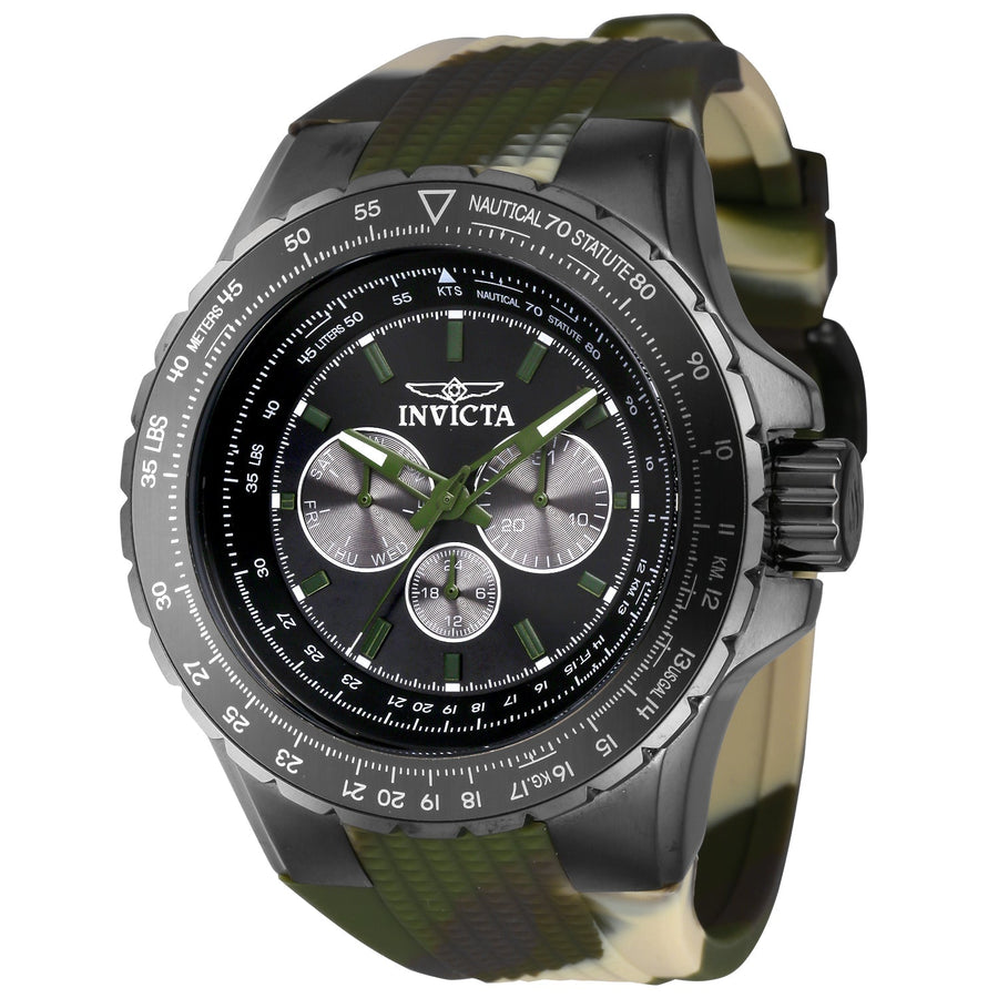 title:Invicta Men's IN-39307 50mm Black Dial Quartz Watch;color:Black Dial Green Band