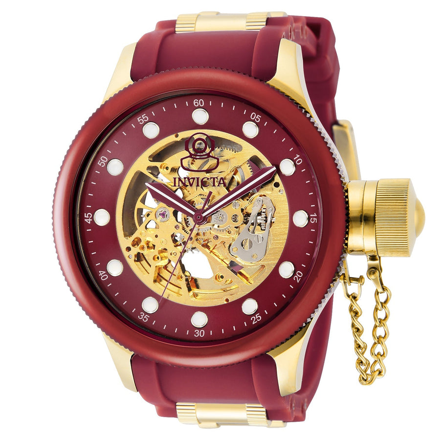 title:Invicta Men's IN-40745 51.5mm Red Dial Automatic Watch;color:Red and Gold