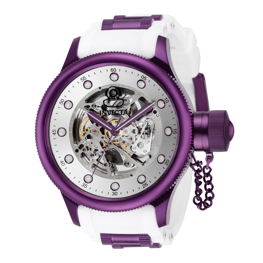 title:Invicta Men's IN-40751 51.5mm Silver Dial Automatic Watch;color:Purple and White