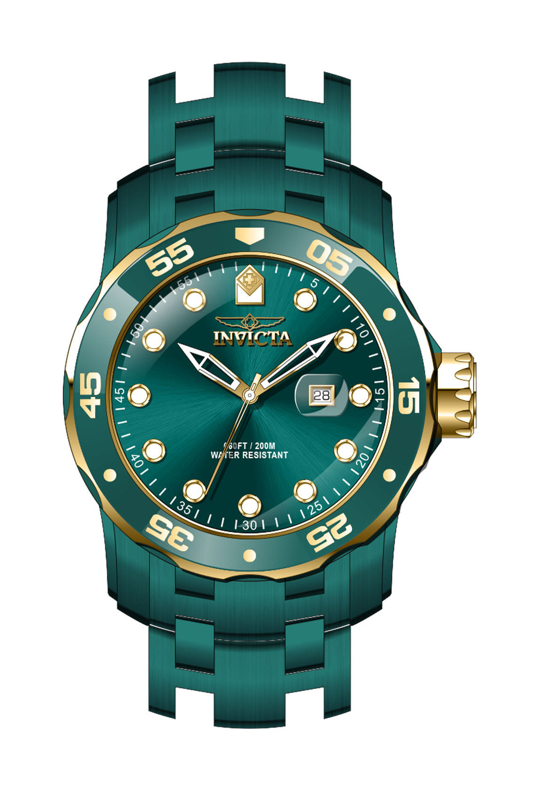 title:Invicta Men's IN-40840 48mm Green and Gold Dial Quartz Watch;color:Green