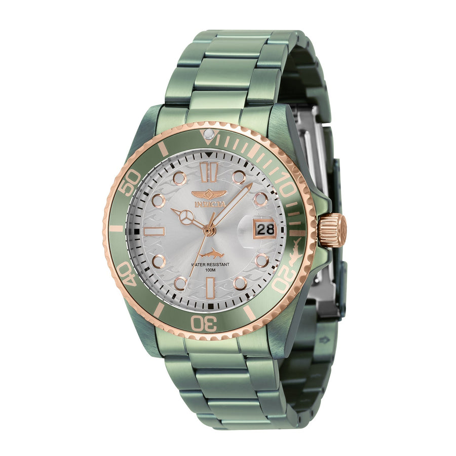title:Invicta Women's IN-40881 38mm Silver Dial Quartz Watch;color:Silver Dial Green Band