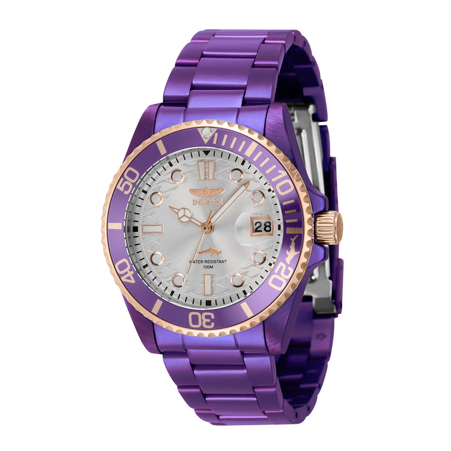 title:Invicta Women's IN-40882 38mm Silver Dial Quartz Watch;color:Silver Dial Purple Band