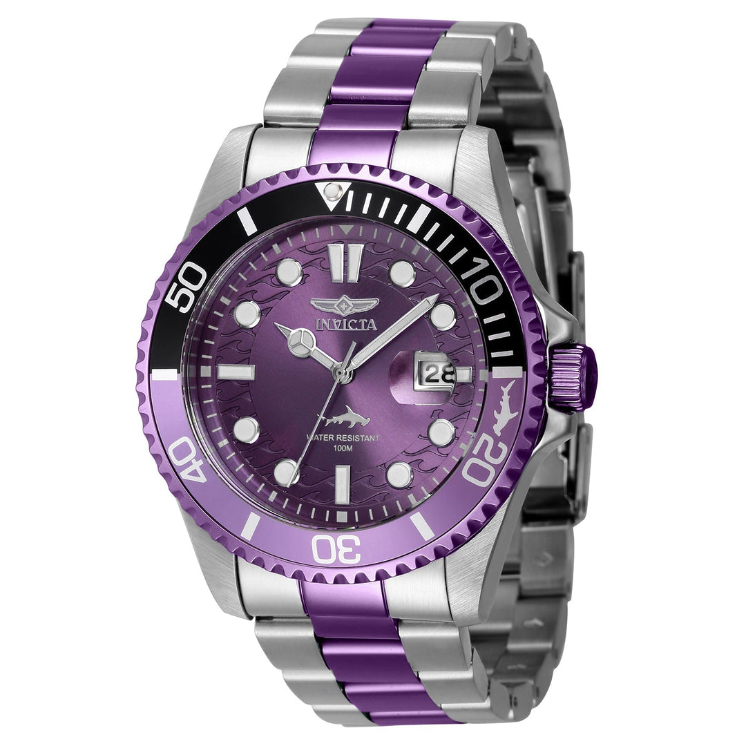 title:Invicta Men's IN-40887 43mm Purple Dial Quartz Watch;color:Purple Dial Silver and Purple Band