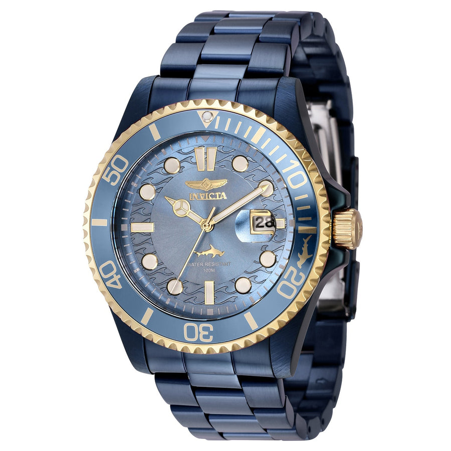 title:Invicta Men's IN-40890 43mm Blue Dial Quartz Watch;color:Blue Dial Blue Band