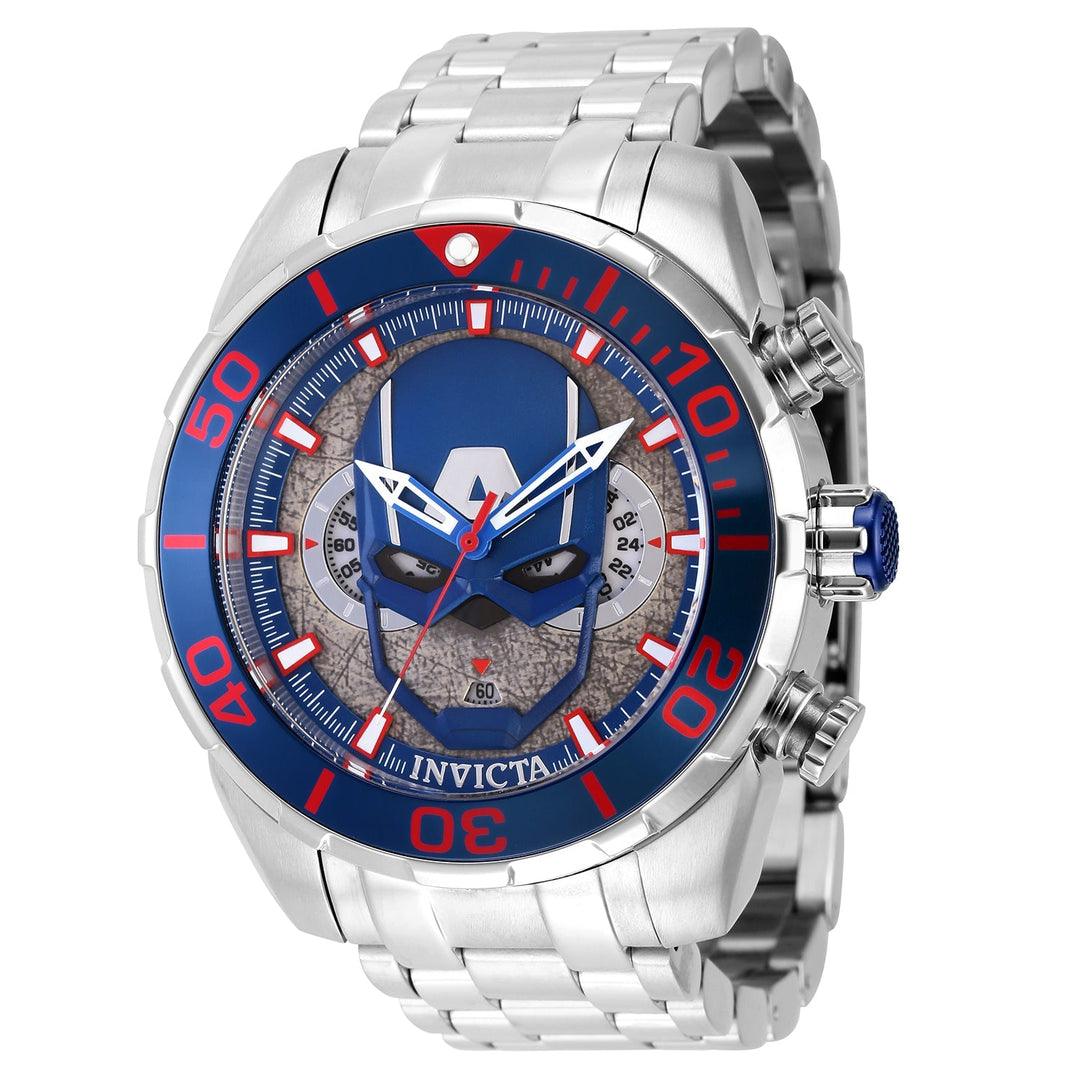title:Invicta Men's IN-43052 50mm Blue Dial Quartz Watch;color:Blue Dial Silver Band