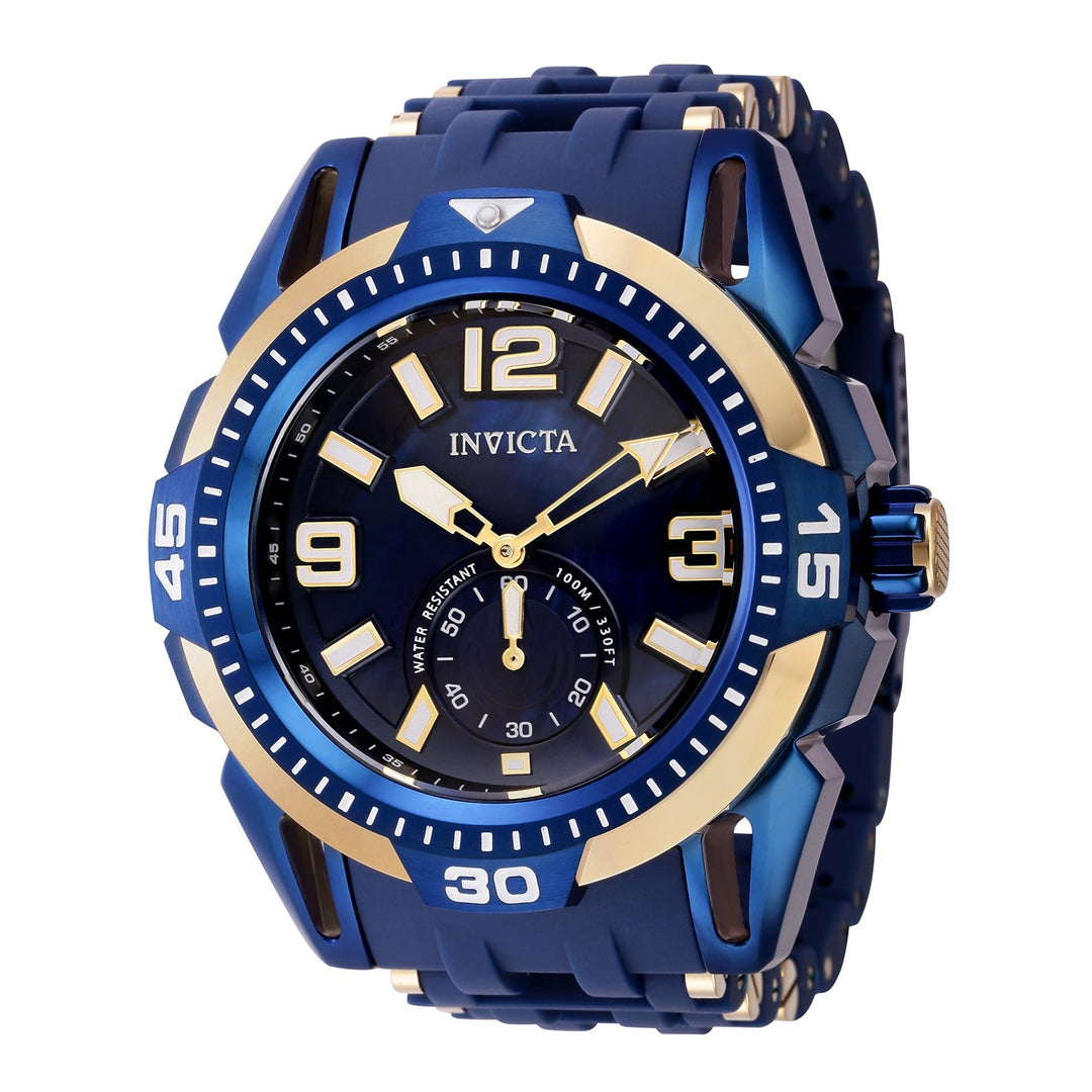 title:Invicta Men's IN-43840 52mm Blue Mother-of-Pearl Dial Quartz Watch;color:Blue