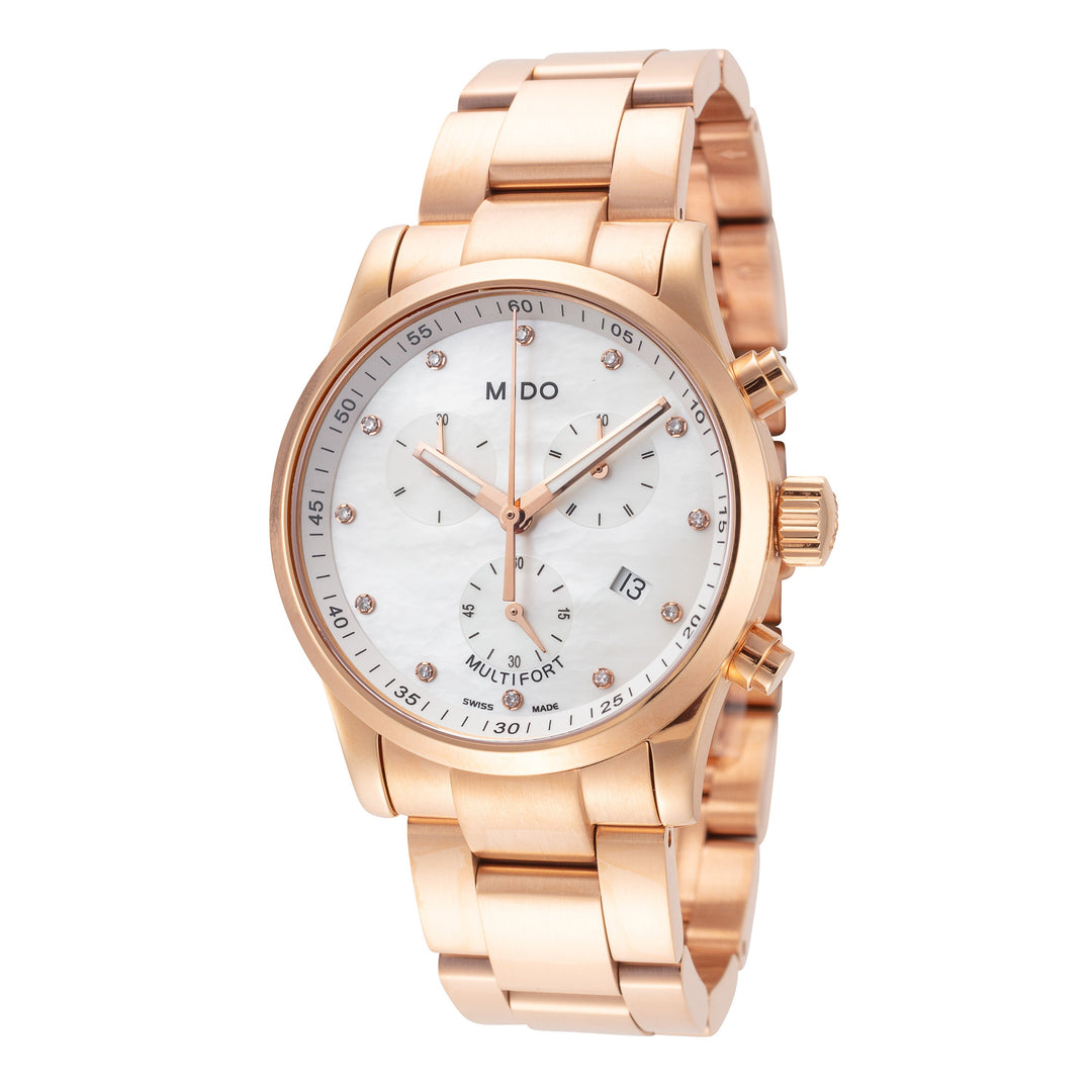 title:Mido Women's M0052173311600 Multifort 35mm Quartz Watch;color:Mother-of-Pearl Dial Rose Gold Band