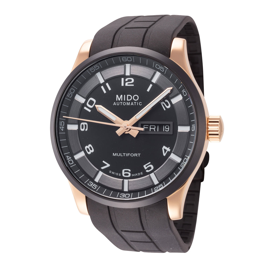title:Mido Men's M0054303705780 Multifort 42mm Automatic Watch;color:Black Dial Black Band