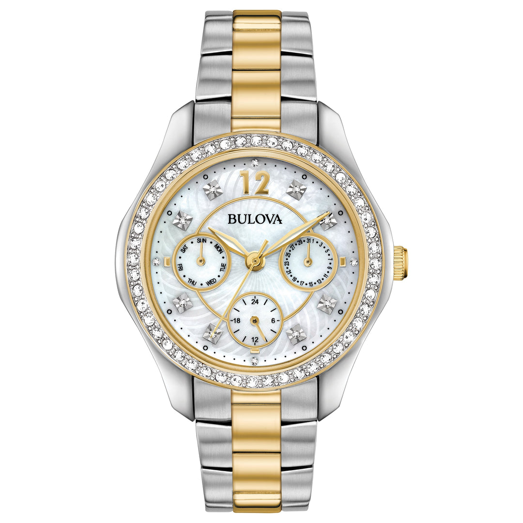 title:Bulova Women's 98N114 Classic 36mm Quartz Watch;color:Silver and Rose Gold