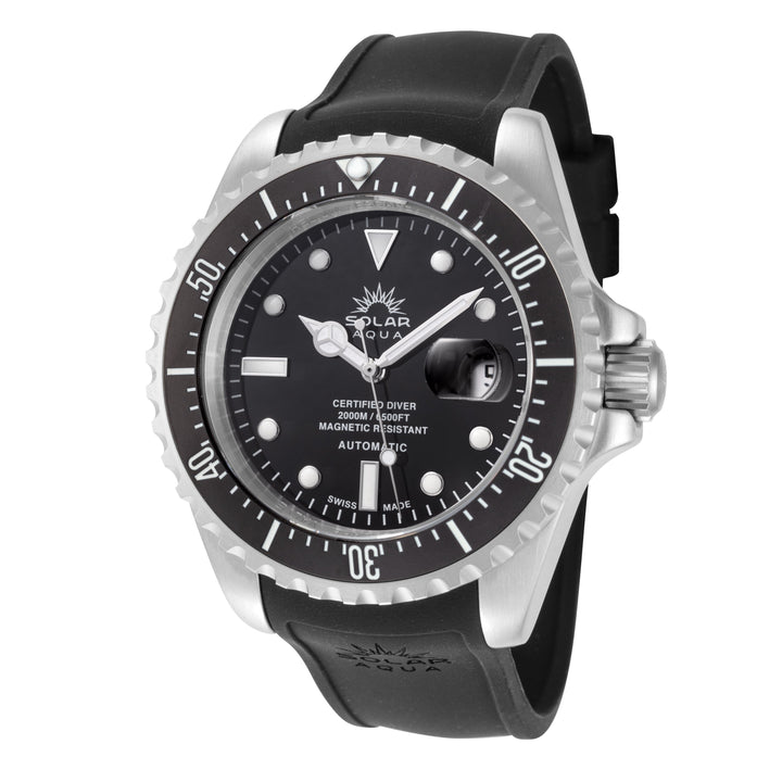 title:Solar Aqua Men's SA0020.0001 Deep Bay 45mm Black Dial Automatic Watch;color:Black Dial Black Band