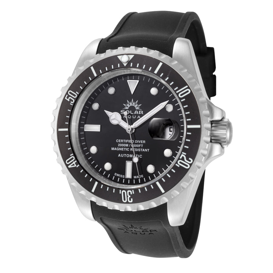 title:Solar Aqua Men's SA0020.0001 Deep Bay 45mm Black Dial Automatic Watch;color:Black Dial Black Band