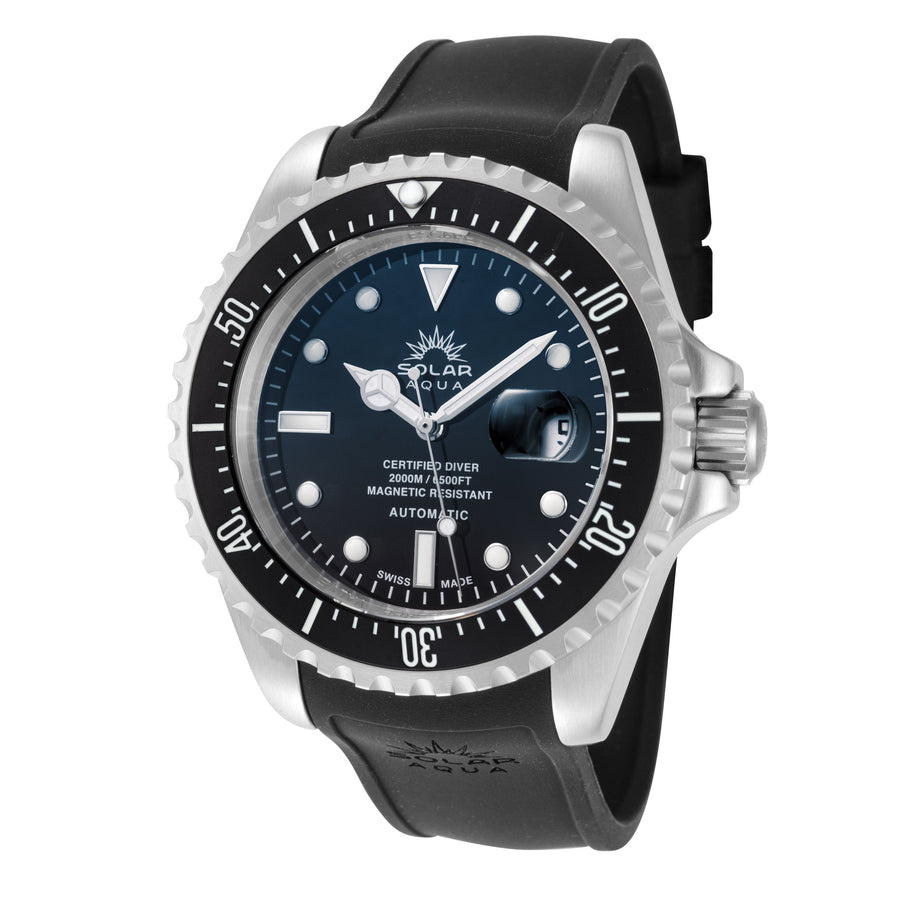 title:Solar Aqua Men's SA0020.0003 Deep Bay 45mm Blue and Black Dial Automatic Watch;color:Blue and Black Dial Black Band