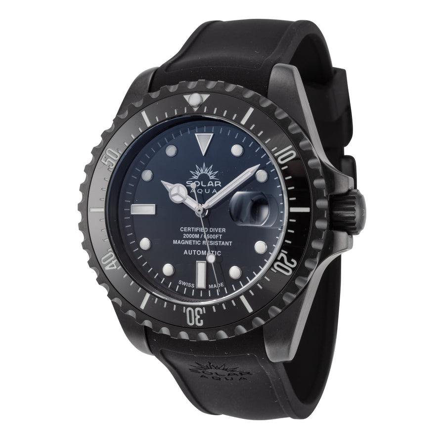 title:Solar Aqua Men's SA0020.0013 Deep Bay 45mm Blue/Black Dial Automatic PVD Watch;color:Blue and Black Dial Black Band