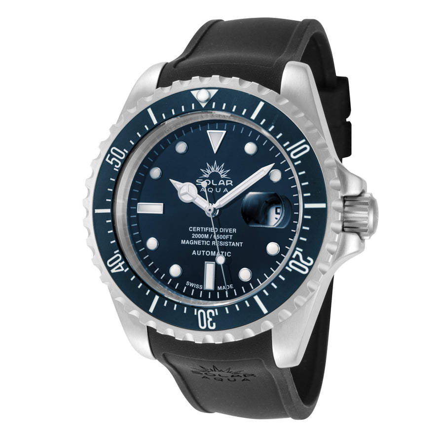 title:Solar Aqua Men's SA0020.0002 Deep Bay 45mm Blue Dial Automatic Watch;color:Blue Dial Black Band