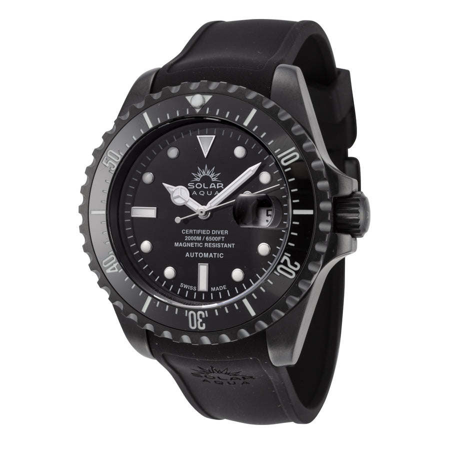 title:Solar Aqua Men's SA0020.0011 Deep Bay 45mm Black Dial Automatic Black PVD Watch;color:Black Dial Black Band