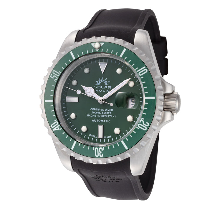 title:Solar Aqua Men's SA0020.0004 Deep Bay 45mm Green Dial Automatic Watch;color:Green Dial Black Band