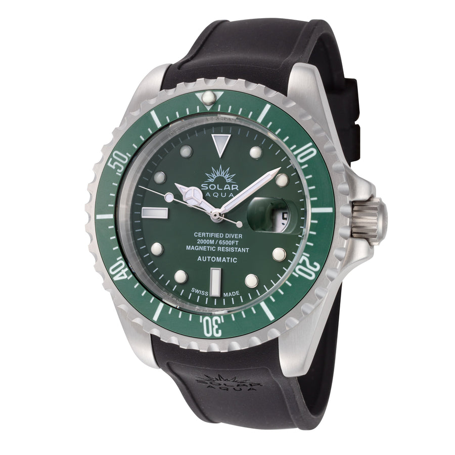 title:Solar Aqua Men's SA0020.0004 Deep Bay 45mm Green Dial Automatic Watch;color:Green Dial Black Band