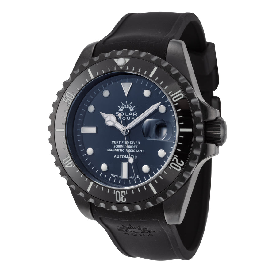 title:Solar Aqua Men's SA0020.0012 Deep Bay 45mm Blue Dial Automatic Black PVD Watch;color:Blue Dial Black Band