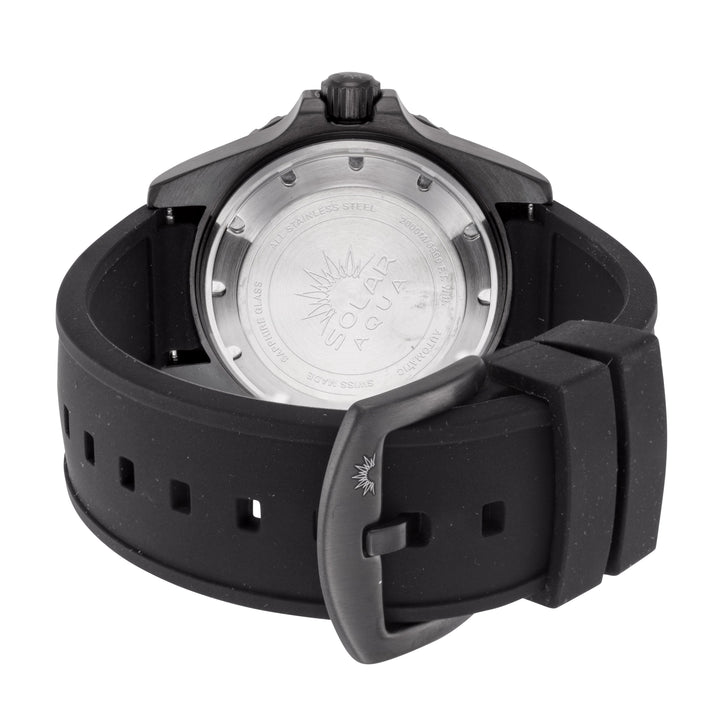Solar Aqua Men's Deep Bay 45mm Black Dial Automatic Black PVD Watch