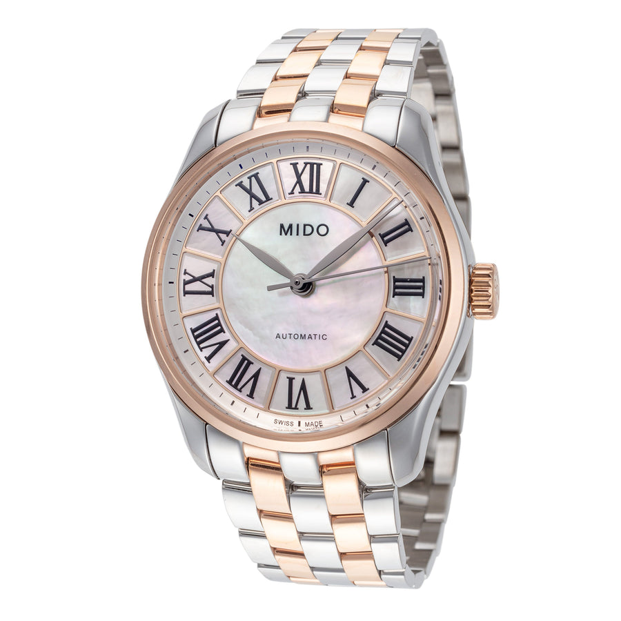 title:Mido Women's M0242072211000 Belluna II 33mm Automatic Watch;color:Silver and Rose Gold