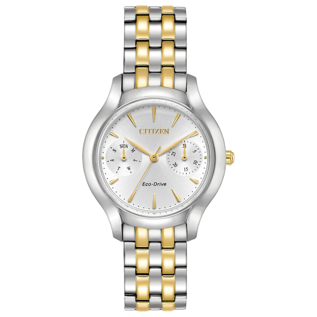 title:Citizen Women's FD4014-56A Silhouette 32mm Eco-Drive Solar Watch;color:Silver and Gold