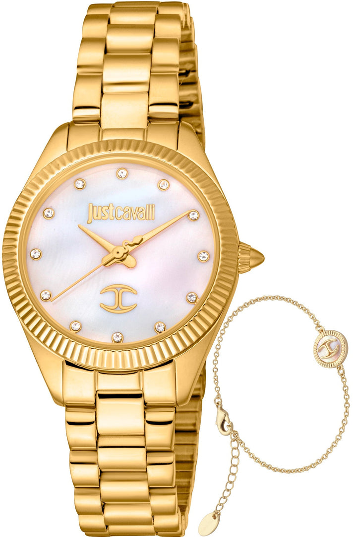 title:Just Cavalli Women's JC1L267M0055 SET Pacentro mm Quartz Watch;color:Gold