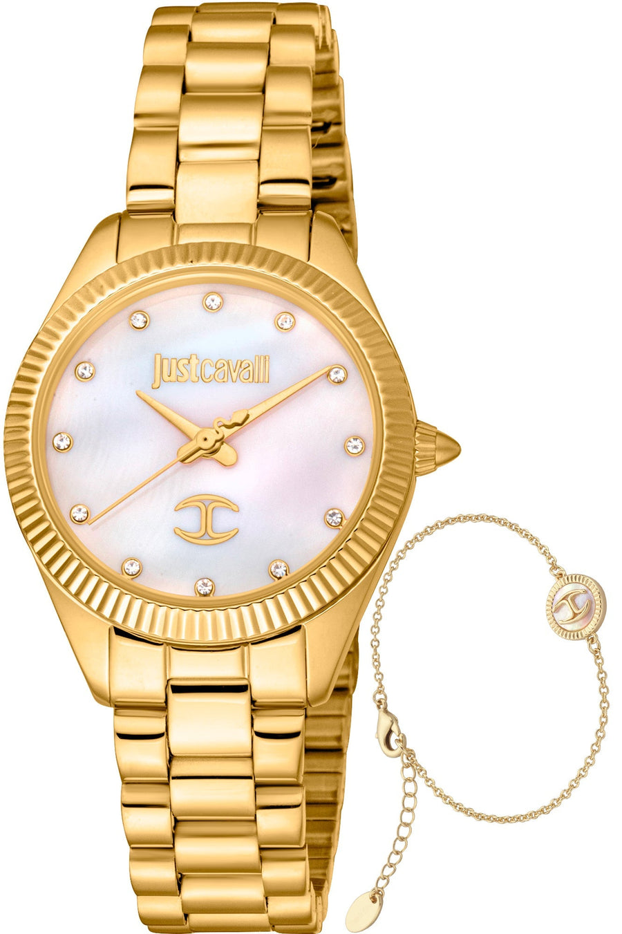title:Just Cavalli Women's JC1L267M0055 SET Pacentro mm Quartz Watch;color:Gold