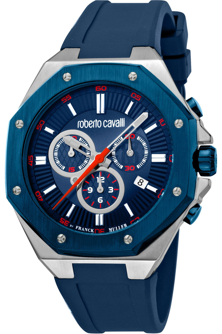 title:Roberto Cavalli by Franck Muller Men's RV1G123P0021 44mm Quartz Watch;color:Blue