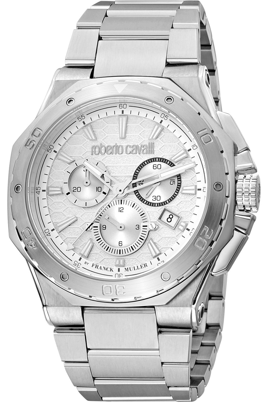 title:Roberto Cavalli by Franck Muller Men's RV1G153M0041 43mm Quartz Watch;color:Silver
