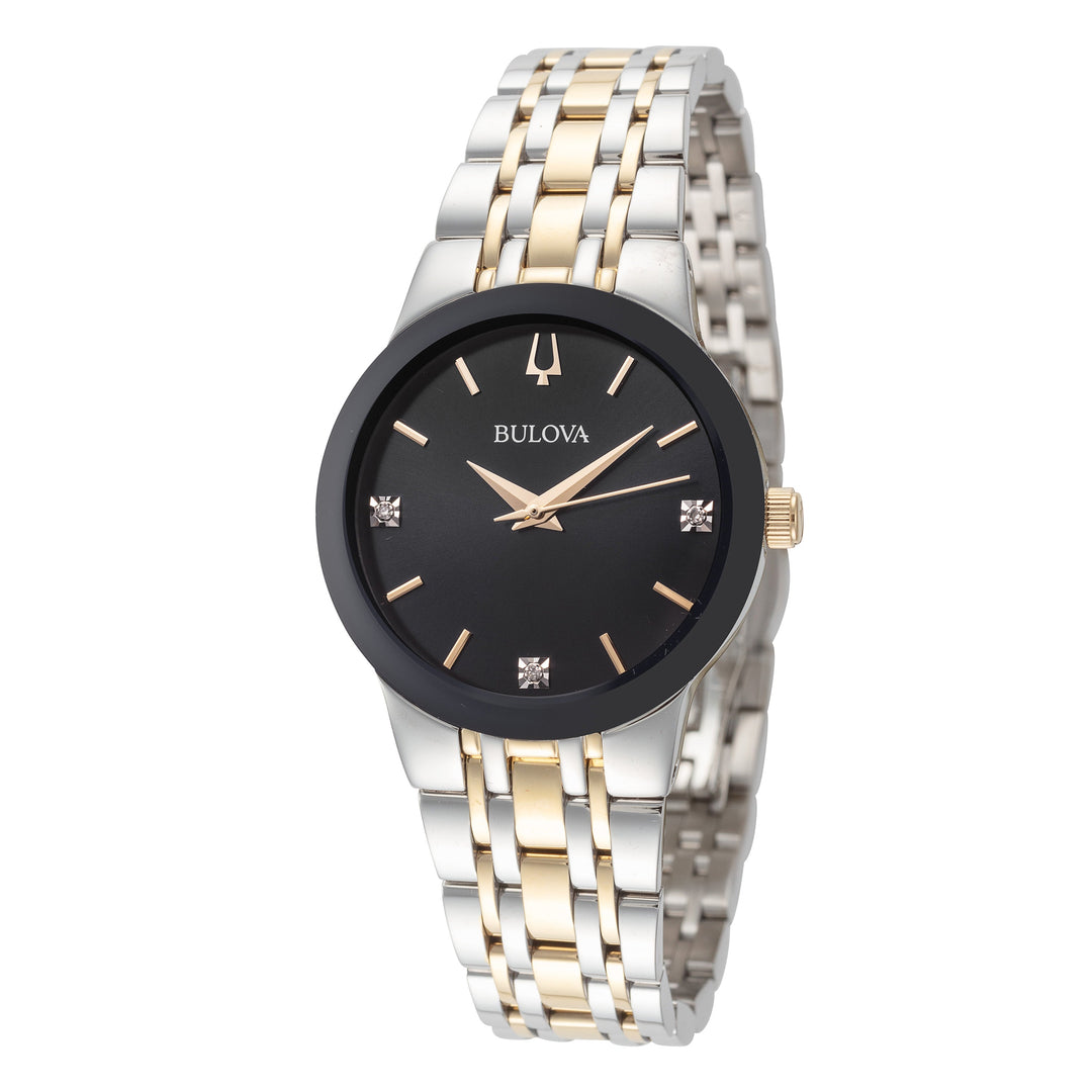 title:Bulova Women's 98P190 Modern 34mm Quartz Watch;color:Silver and Rose Gold
