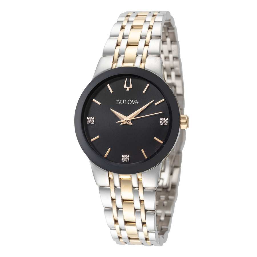 title:Bulova Women's 98P190 Modern 34mm Quartz Watch;color:Silver and Rose Gold