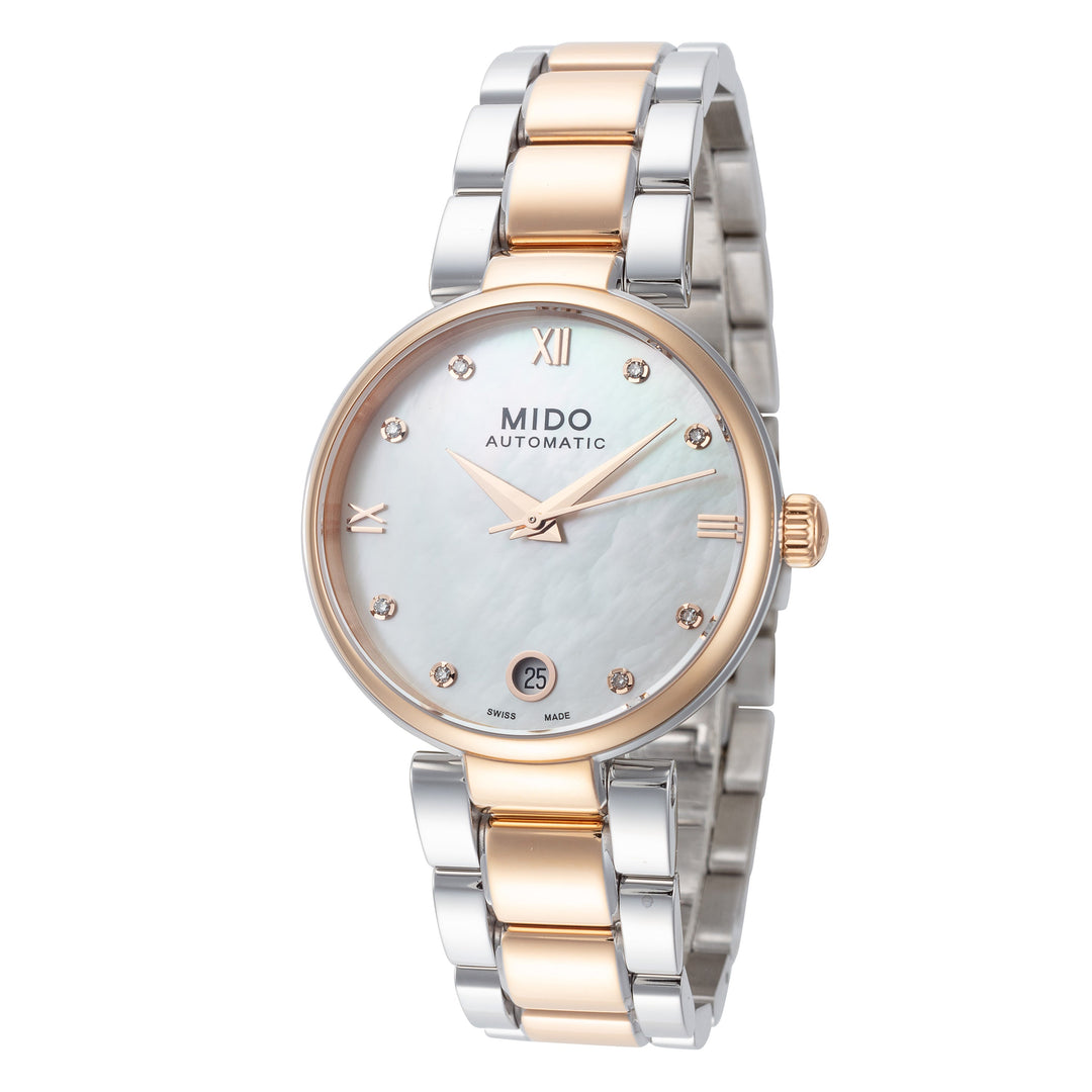 title:Mido Women's M0222072211610 Donna 33mm Automatic Watch;color:Silver and Rose Gold