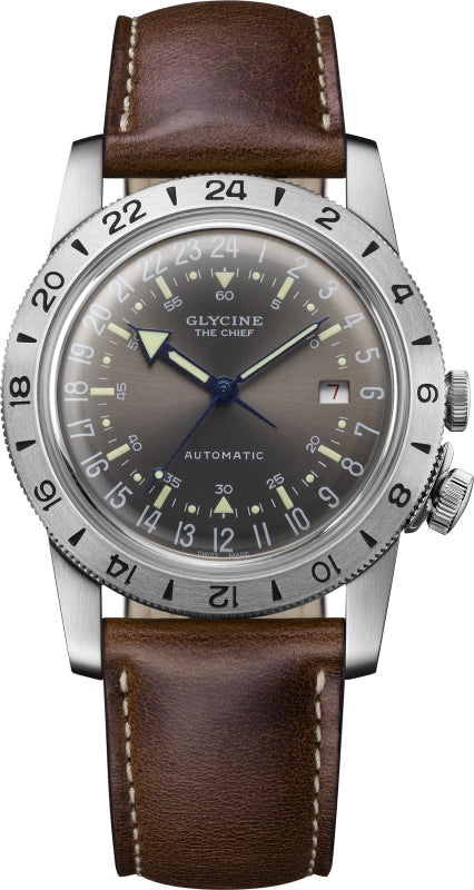 title:Glycine Men's GL0412 Airman Vintage The Chief Purist 40mm Automatic Watch;color:Brown