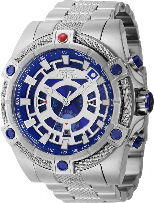 title:Invicta Men's IN-40088 Star Wars 52mm Quartz Watch;color:Blue and Silver