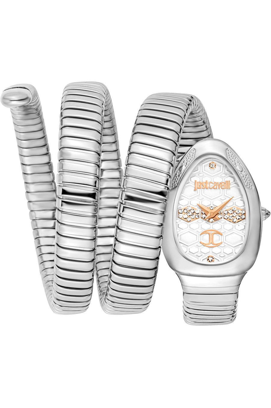 title:Just Cavalli Women's JC1L232M0015 Signature Snake 22mm Watch;color:Grey