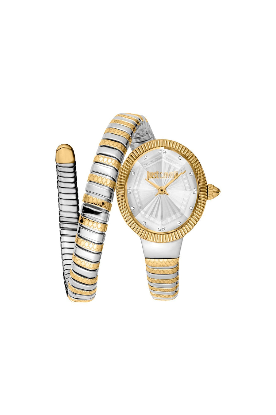 title:Just Cavalli Women's JC1L268M0055 Signature Snake Ardea 22mm Quartz Watch;color:Silver