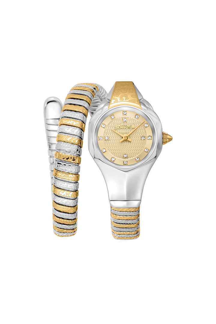 title:Just Cavalli Women's JC1L270M0055 Signature Snake Amalfi 22mm Quartz Watch;color:Champagne